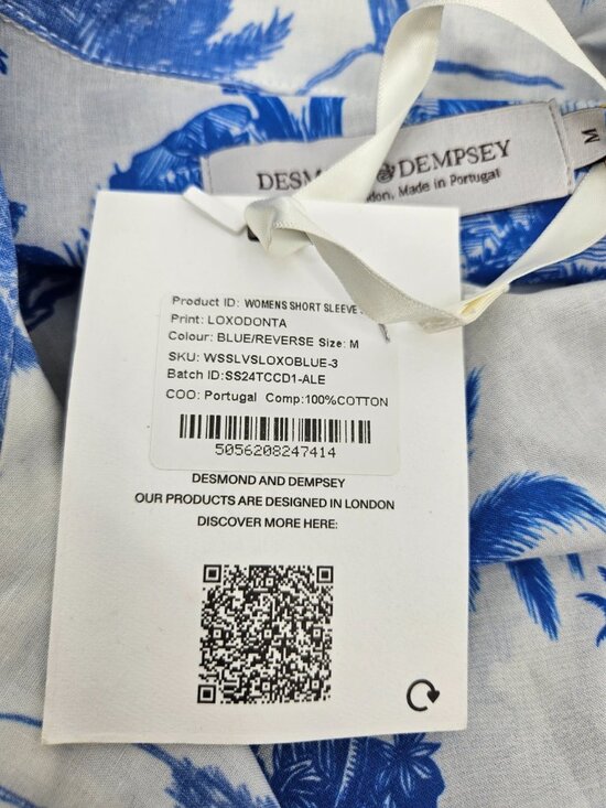 New Desmond & Dempsey Short Sleeve Pajamas Womens M Loxodonta Blue Elephants - Picture 9 of 10